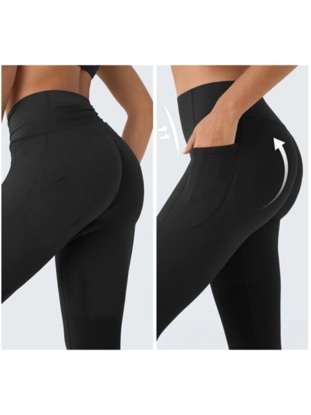 Halara Women's Sz 2XL Black High-Waisted 7/8 Ruched Pocket Leggings